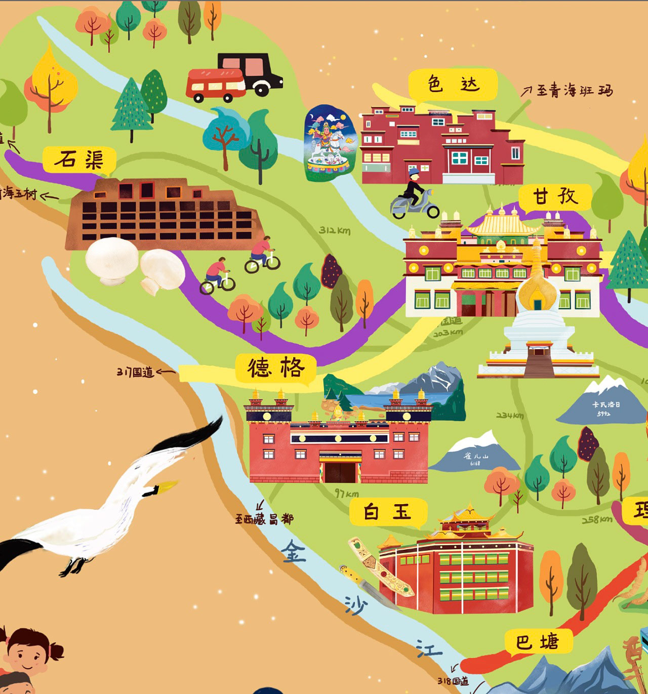 墨江手绘地图景区的文化宝库